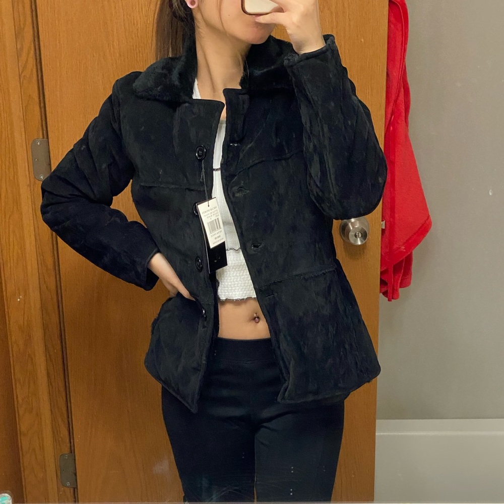 Black faux fur jacket